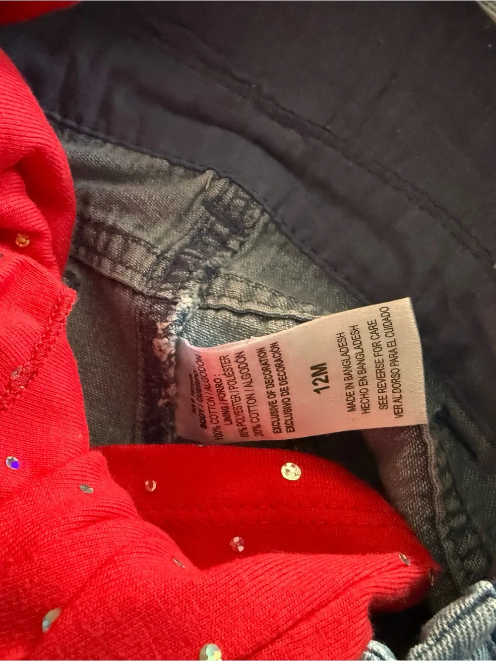 Little Lass Denim Cherry Shortalls with Red Tee - Picture 6 of 7